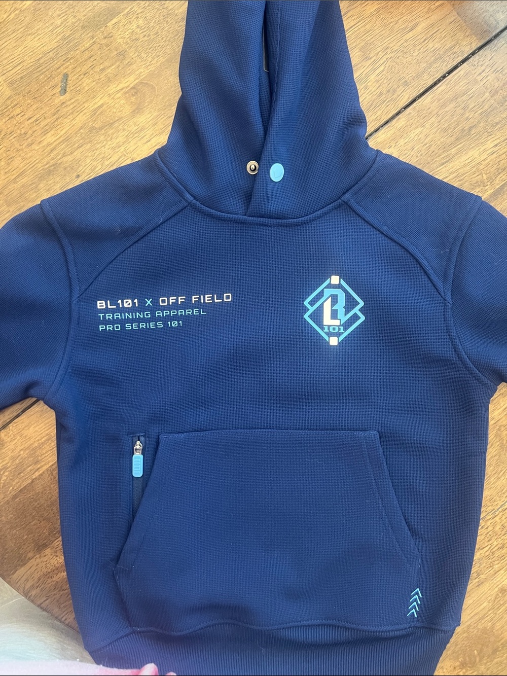 BL101 x Off Field Kids' Navy Logo Hoodie
